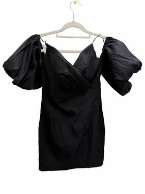 NWT Vestique Black Off-Shoulder Puff Sleeve Mini Dress Size Large